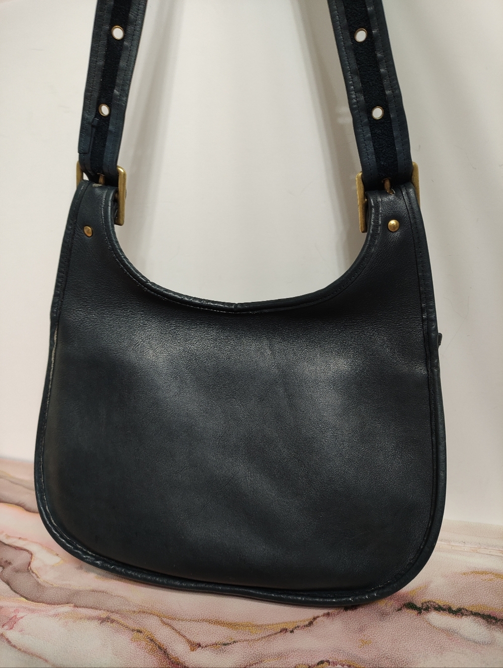 Vintage Coach 9210 Saddle Bag Large Navy Blue - Picture 6 of 16